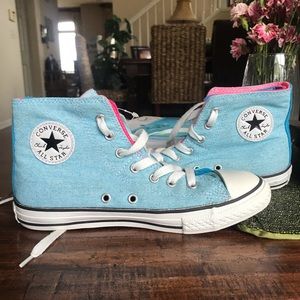 Baby Blue two toned converse high top